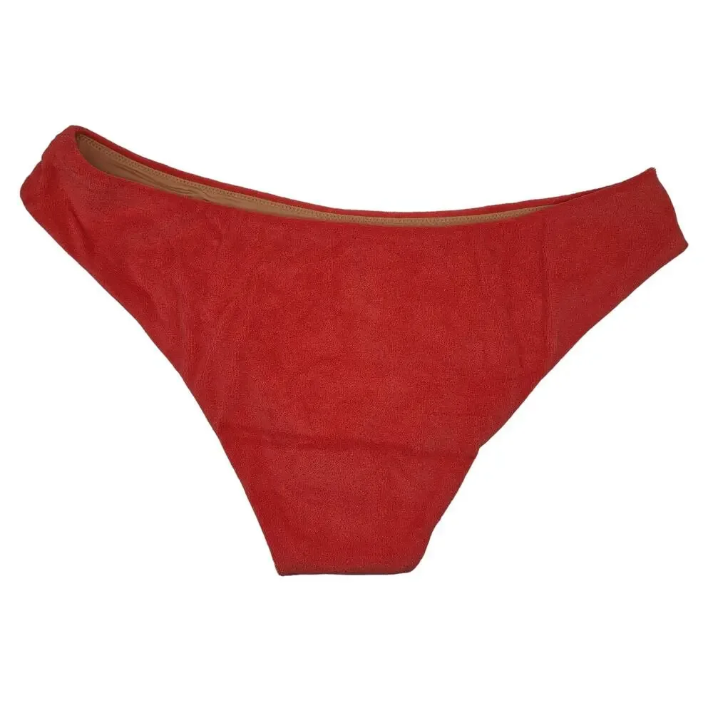 J. Crew Womans size 2X Curved Waist Cheeky Terry Bikini Bottoms in Coral NEW